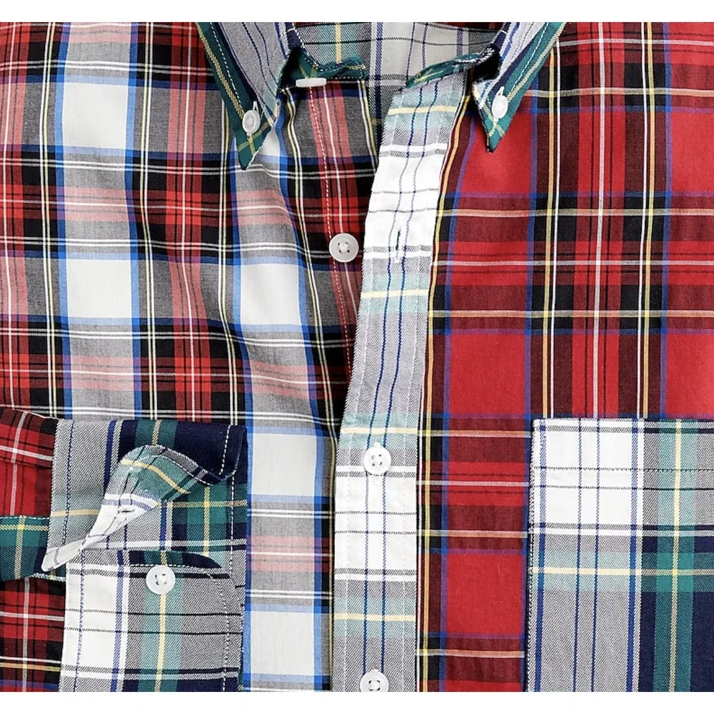 J Crew Factory Slim Untucked Holiday Tartan Plaid Button-up Shirt | Mens M, NEW! - Picture 4 of 5